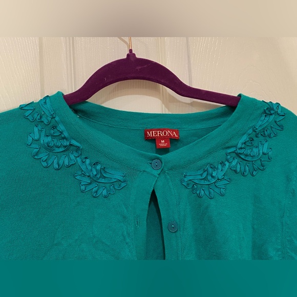 Teal Merona 3/4 Sleeves Cardigan - Picture 3 of 3